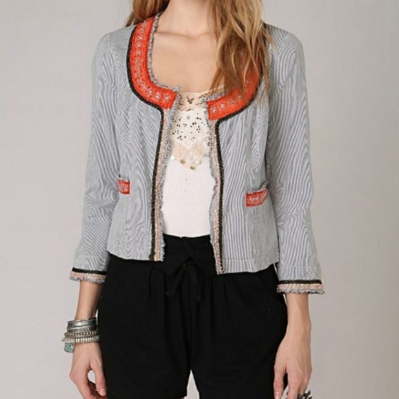 Free People pinstripe beaded Jacket 